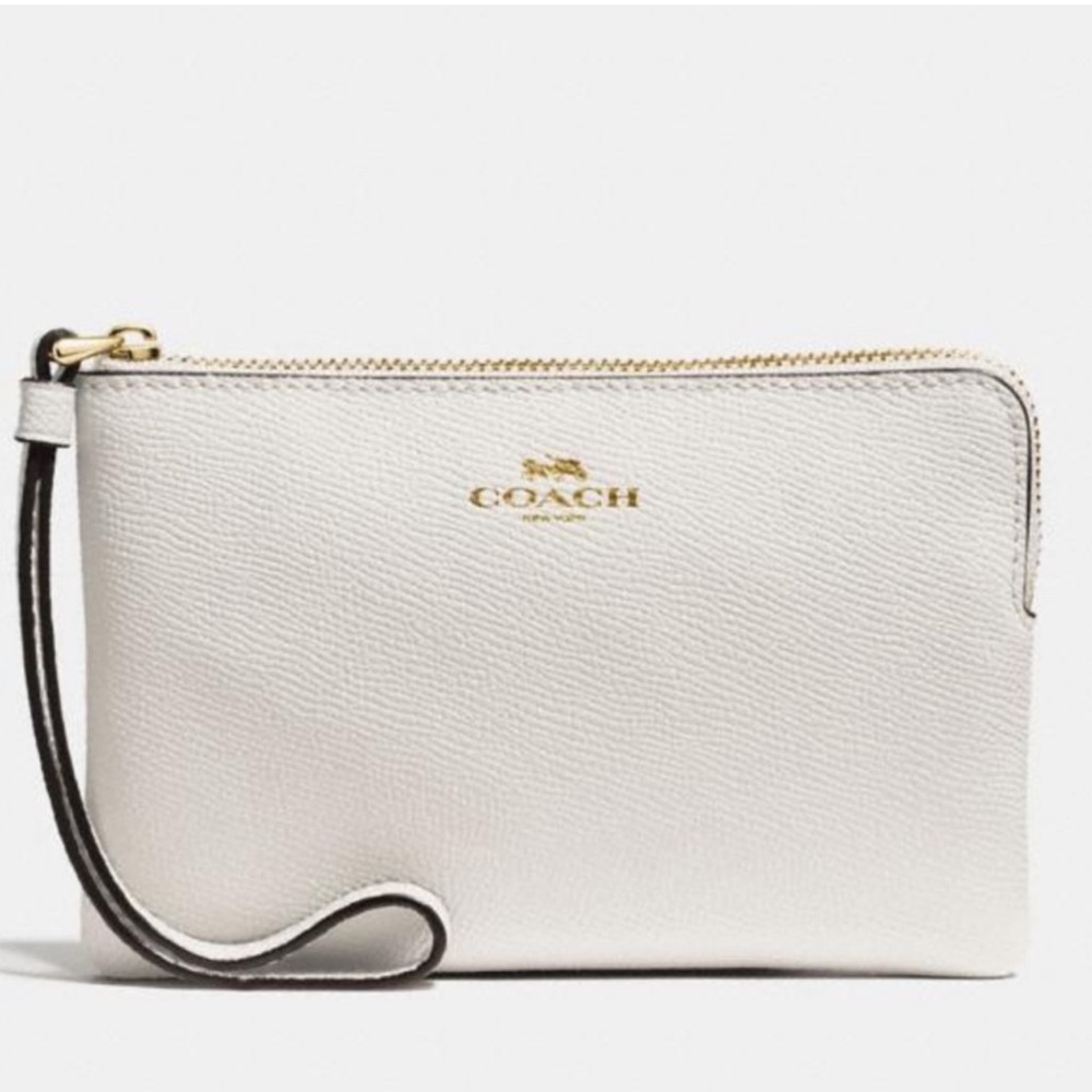 Coach Corner Zip Wristlet NWT White